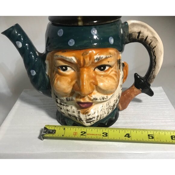 Pirate Teapot Vintage Shafford Hand Painted Ceramic Collectible Toby Style 5.75" - Picture 7 of 8